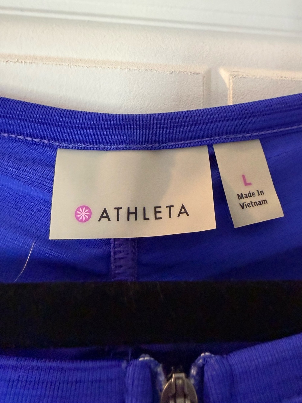 Athleta Short-Sleeve Zip Front Active Top — Blue NWT - Picture 4 of 6